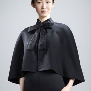 Prabal Gurung Wool Black Cape Poncho Sequin Neiman Marcus Target One Size